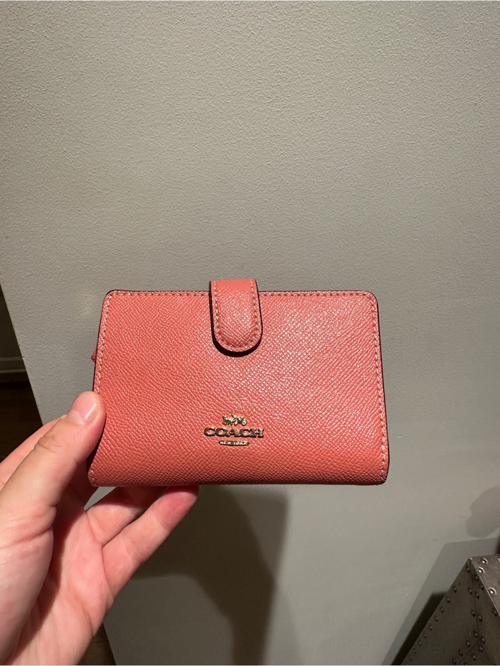 Coach Coral Pink Pebbled Leather Wallet